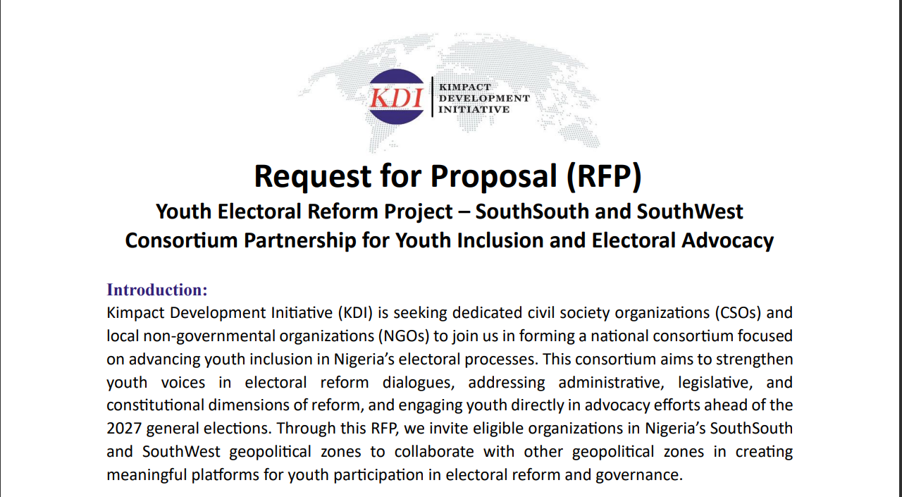 Youth Electoral Reform Project South-South and South-West 
Consortium Partnership for Youth Inclusion and Electoral Advocacy